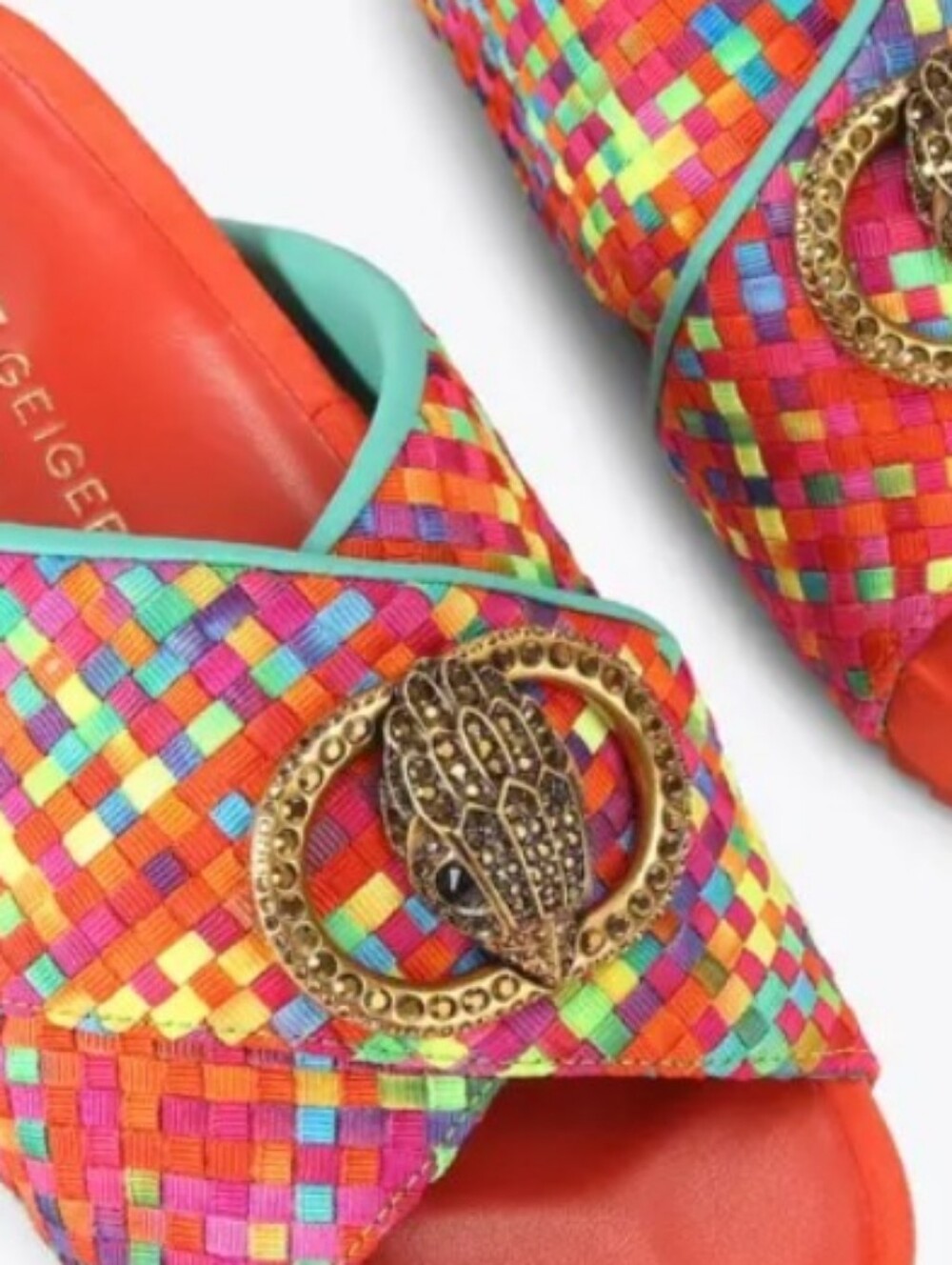 Kurt Geiger London CHELSE Multicolor Woven Orange Slide Sandals
